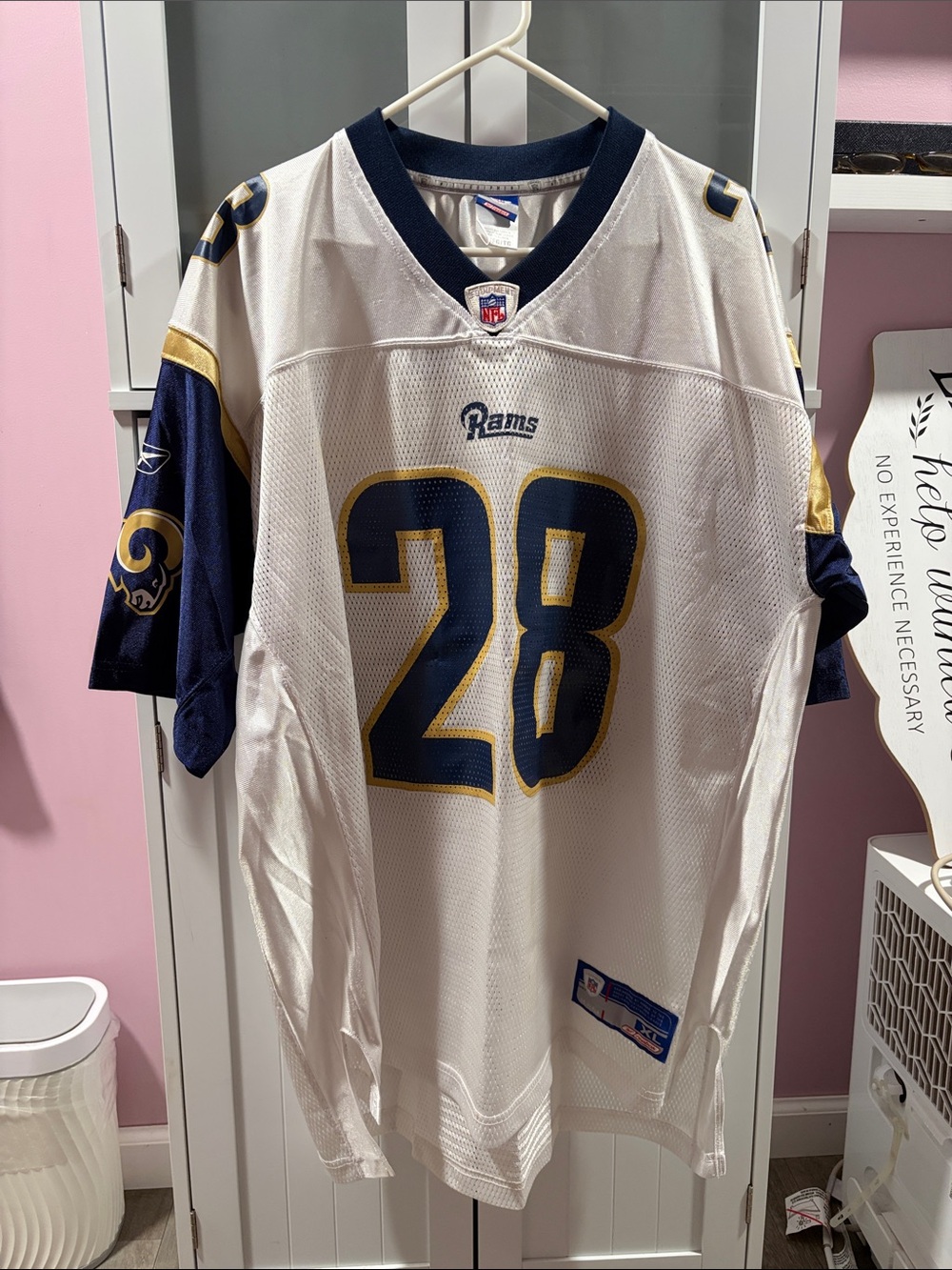 Reebok White Navy Gold Faulk #28 Football Jersey